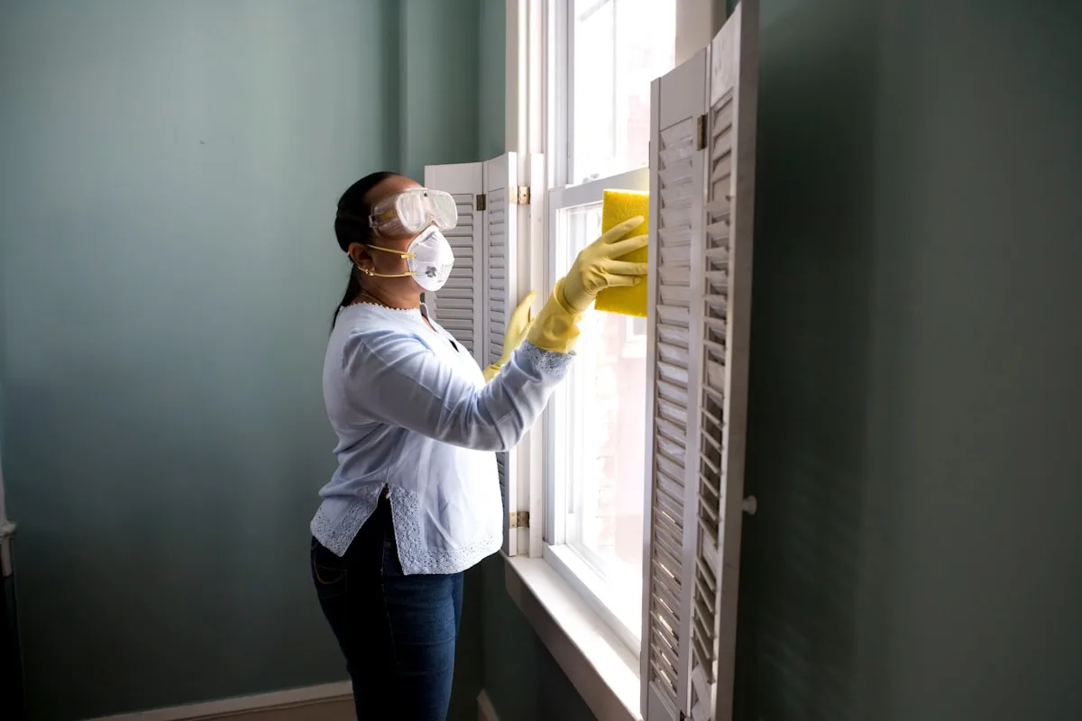 Professional window cleaning at a residential property